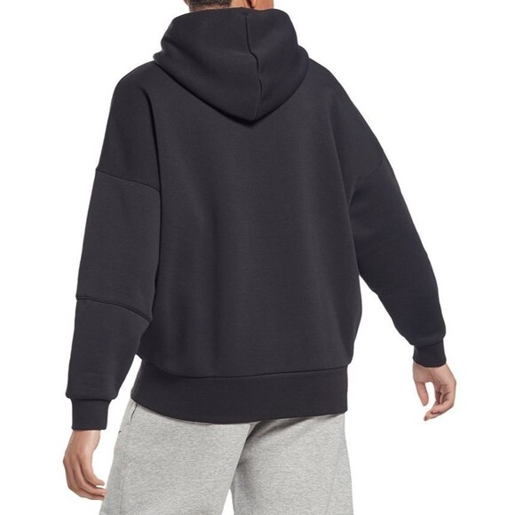 Reebok Women's Lux Oversized Pullover Sweatshirt Hoodie Logo Black M - Picture 4 of 5